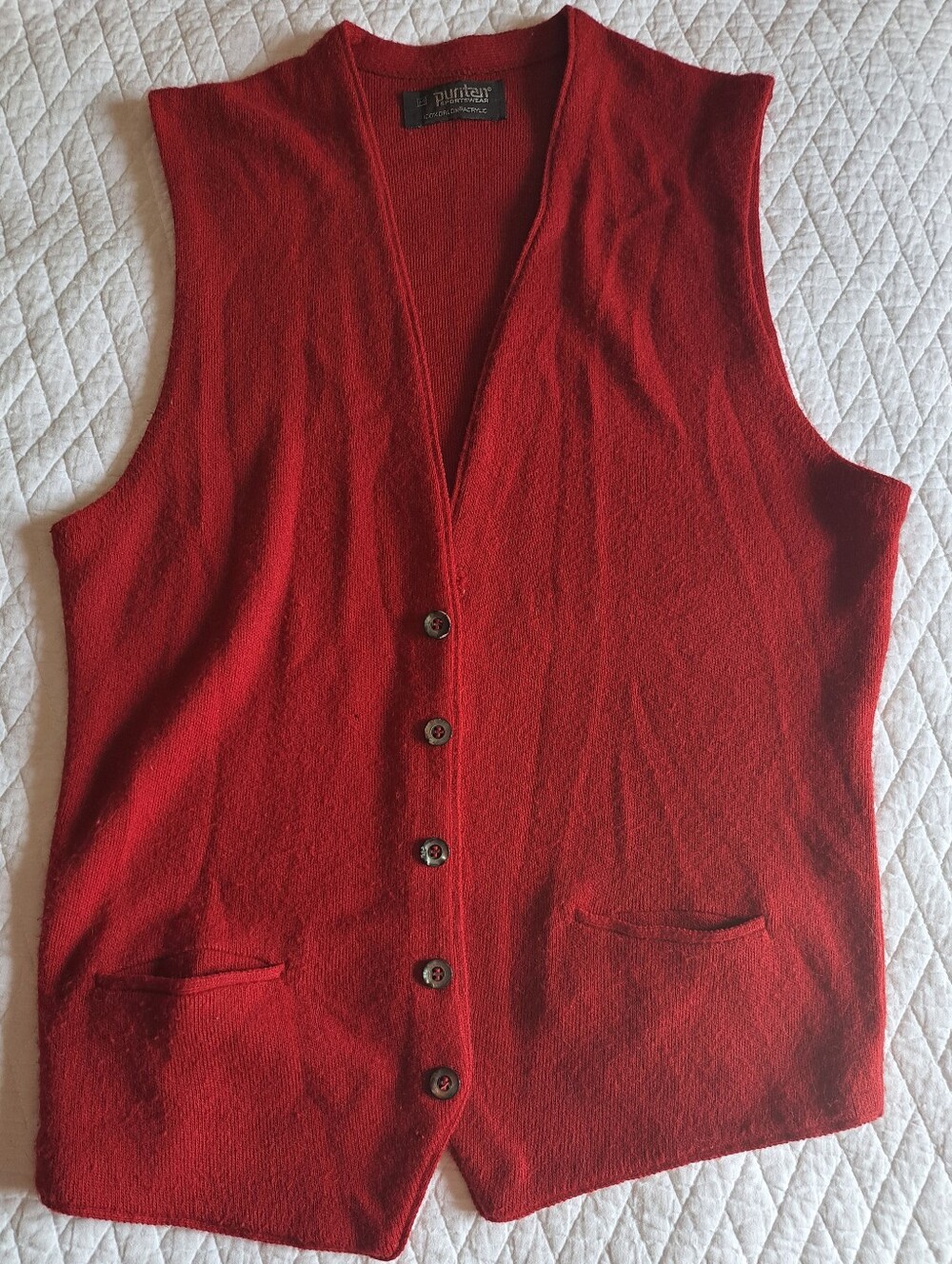 Vintage Puritan Red Men's Button-Front Cardigan Vest